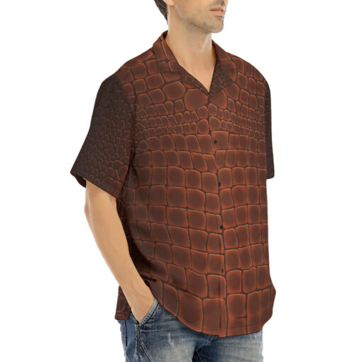 Brown Alligator Pattern Hawaiian Shirt - Image 2