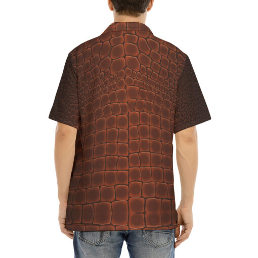 Brown Alligator Pattern Hawaiian Shirt - Image 4