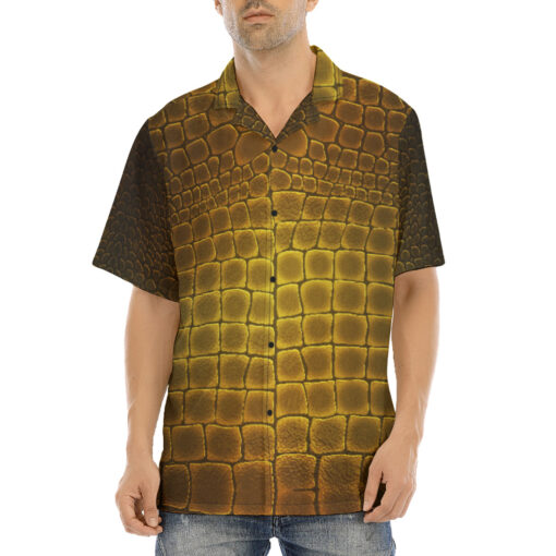 Golden Alligator Pattern Hawaiian Shirt