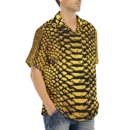 Golden Snake Scales Ornament Hawaiian Shirt - Image 2