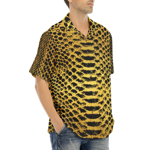 Golden Snake Scales Ornament Hawaiian Shirt - Image 2