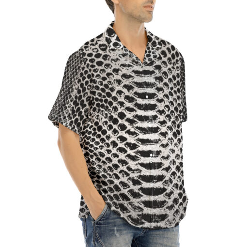 Silver Snake Scales Ornament Hawaiian Shirt - Image 2