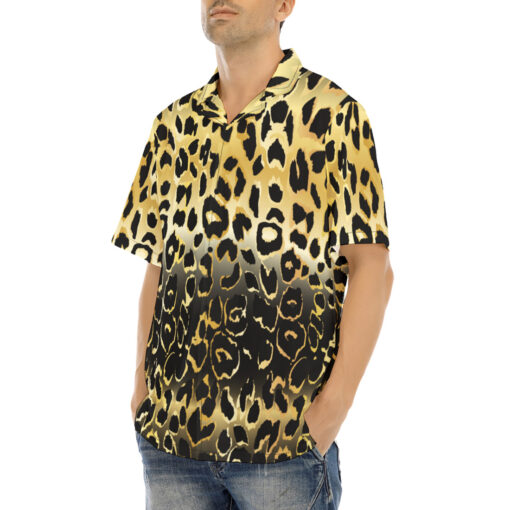 Golden Leopard Texture Hawaiian Shirt - Image 3