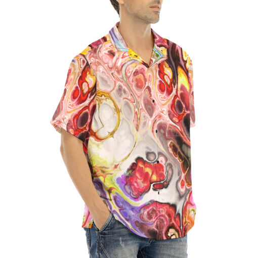 Funky Liquid Marble Art Hawaiian Shirt - Image 2