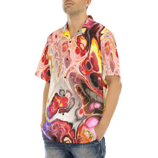 Funky Liquid Marble Art Hawaiian Shirt - Image 3