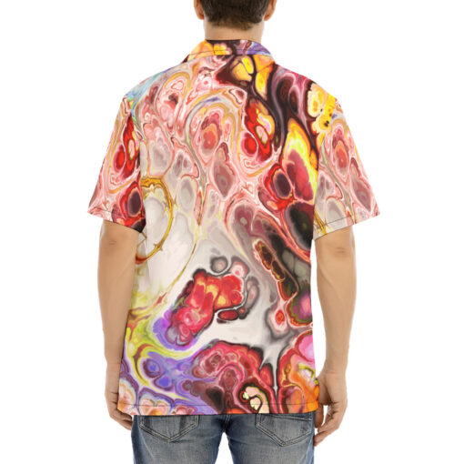 Funky Liquid Marble Art Hawaiian Shirt - Image 4