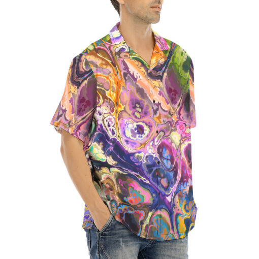 Abstract Fluid Marble Ink Hawaiian Shirt - Image 2