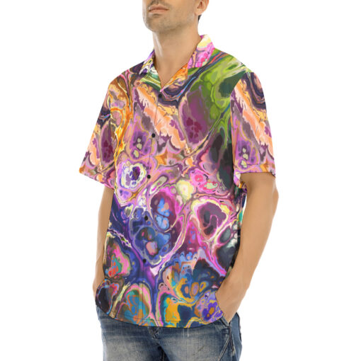 Abstract Fluid Marble Ink Hawaiian Shirt - Image 3