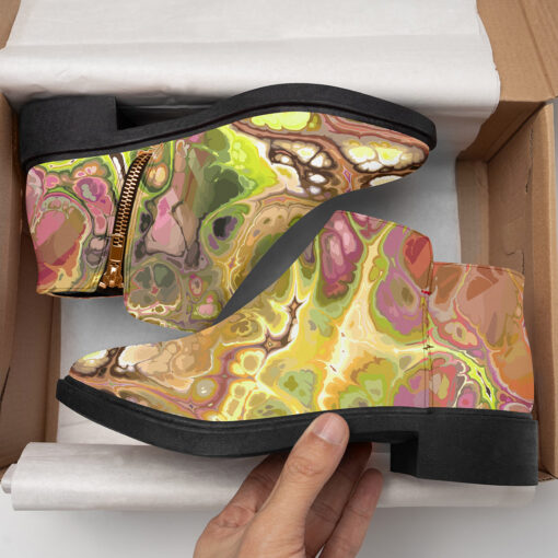 Abstract Gold Fluid Marble Fashion Boots