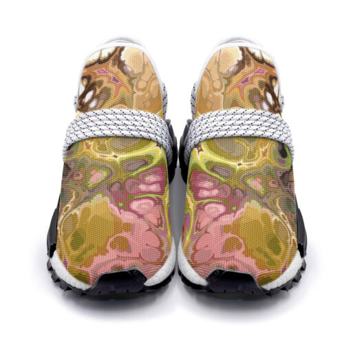 Abstract Gold Fluid Marble Mesh Sneakers - Image 4