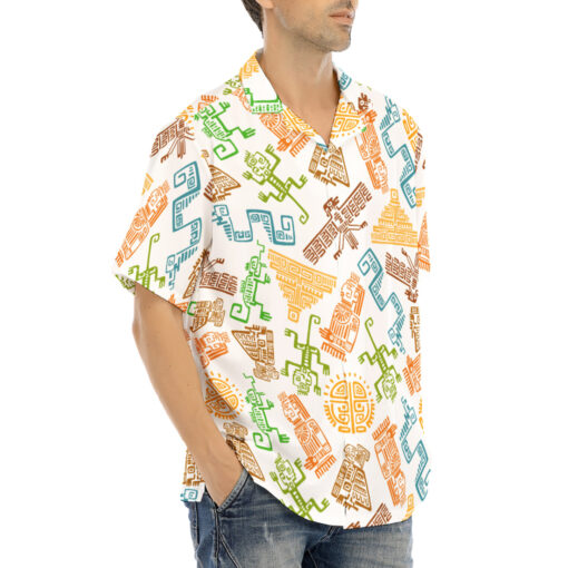 Ancient Mexican Mayan Totems Hawaiian Shirt - Image 2