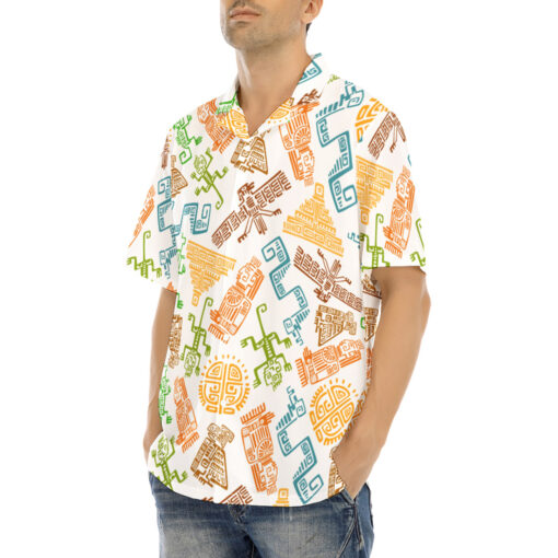 Ancient Mexican Mayan Totems Hawaiian Shirt - Image 3