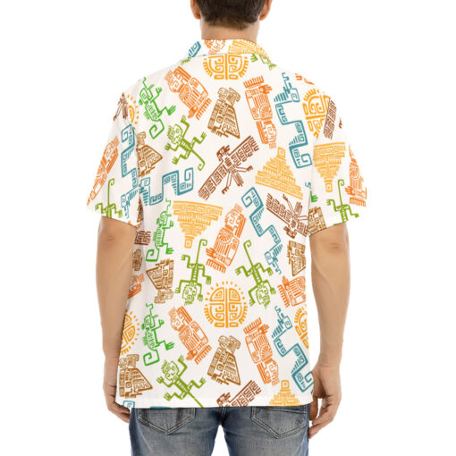 Ancient Mexican Mayan Totems Hawaiian Shirt - Image 4