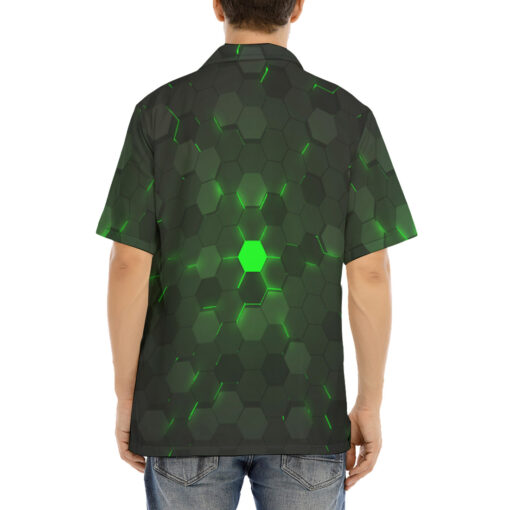 Green 3D Hexagon Tech Hawaiian Shirt - Image 4