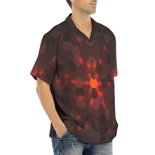 Red 3D Hexagon Tech Hawaiian Shirt - Image 2