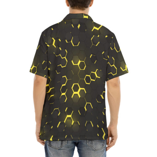 Yellow 3D Hexagon Tech Hawaiian Shirt - Image 4