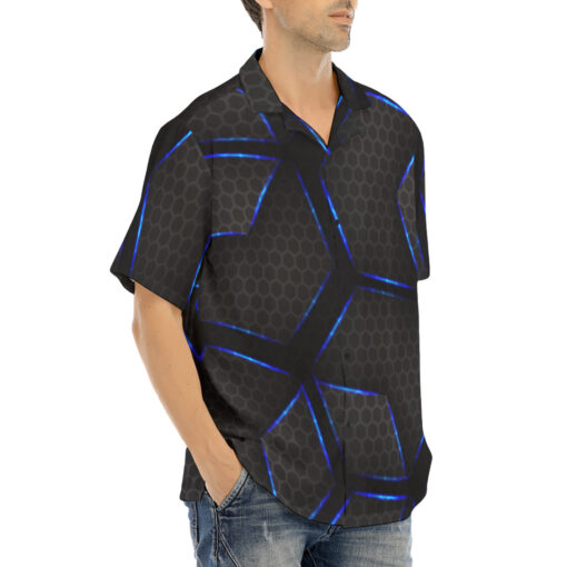 Glossy Metal Hexagons Tech Hawaiian Shirt - Image 2