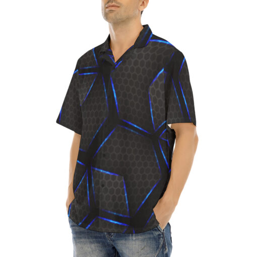 Glossy Metal Hexagons Tech Hawaiian Shirt - Image 3