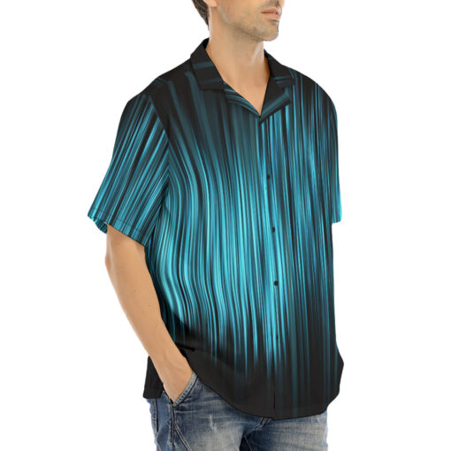 Abstract Blue Lines Hawaiian Shirt - Image 2