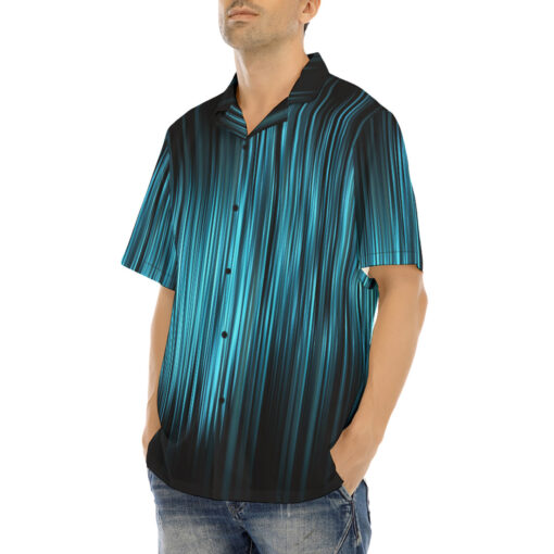 Abstract Blue Lines Hawaiian Shirt - Image 3