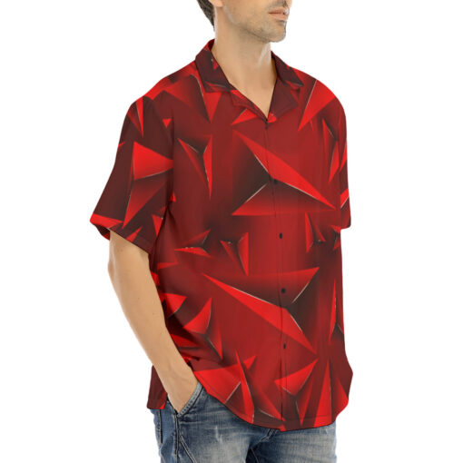 Luxury Red 3D Triangles Hawaiian Shirt - Image 2