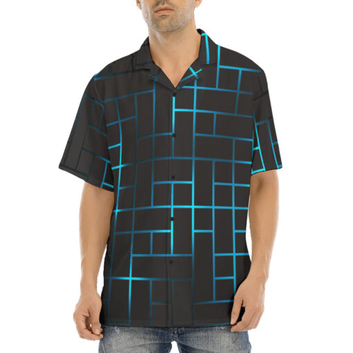 Hi-Tech Blue Illuminate Squares Hawaiian Shirt