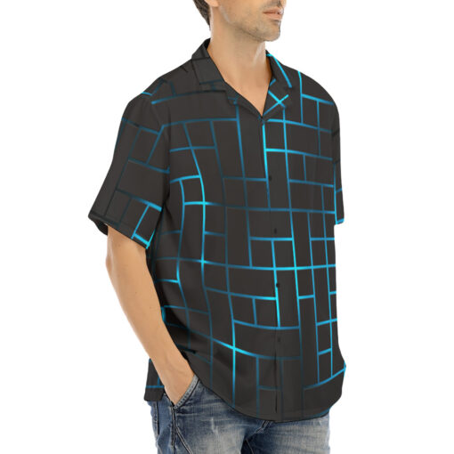 Hi-Tech Blue Illuminate Squares Hawaiian Shirt - Image 2