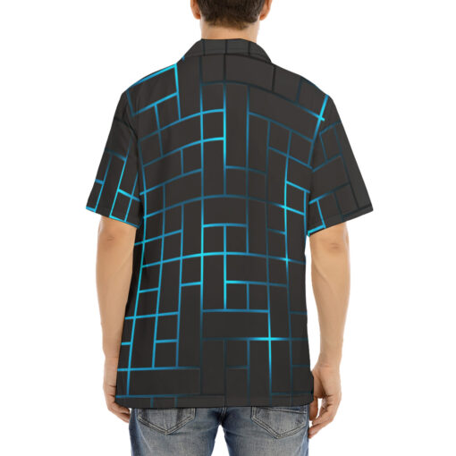 Hi-Tech Blue Illuminate Squares Hawaiian Shirt - Image 4