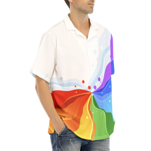 Playful Rainbow Wave Hawaiian Shirt - Image 2