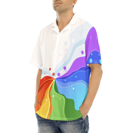 Playful Rainbow Wave Hawaiian Shirt - Image 3