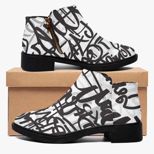 Black and White Graffiti Fashion Boots - Image 2