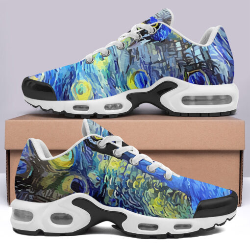 Starry Night Impressionism Peacock Cushion Air Sneakers - Image 3