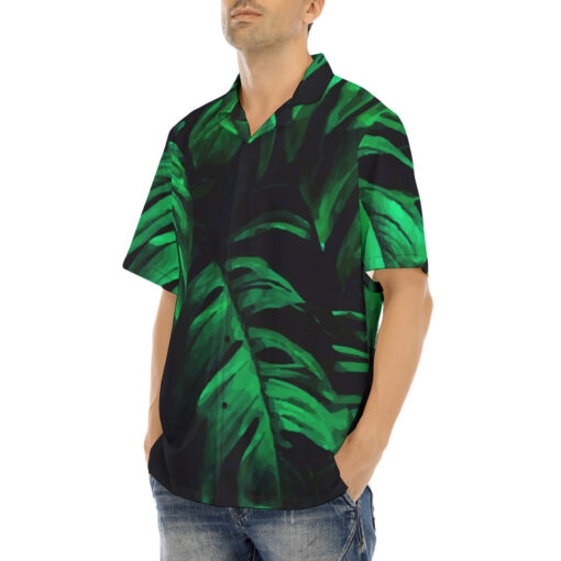 Green Tropical Leaves Hawaiian Shirt - Image 3