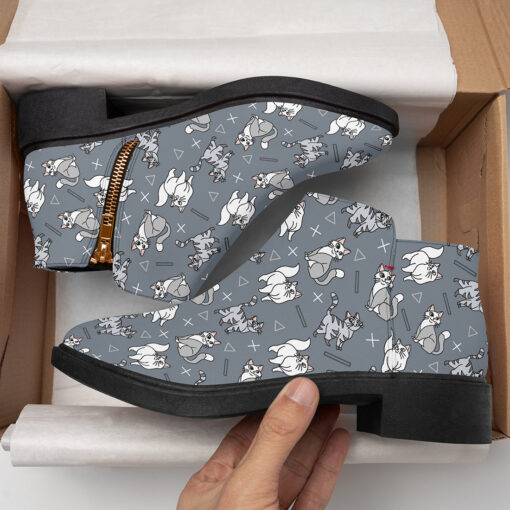 Cute Gray and White Cats Fashion Boots