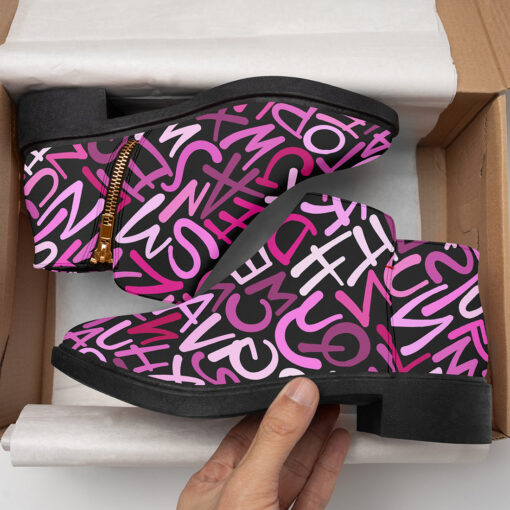 Hand Drawn Pink Letters Fashion Boots