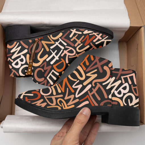 Hand Drawn Brown Letters Fashion Boots