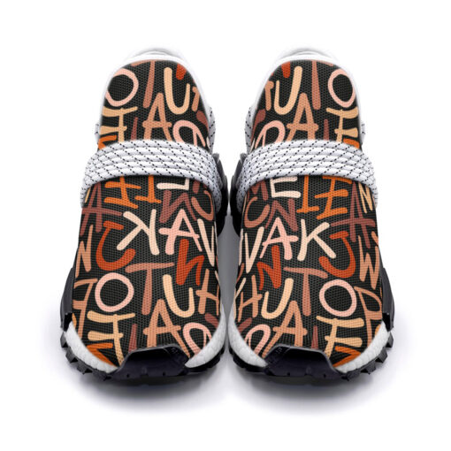 Hand Drawn Brown Letters Mesh Sneakers - Image 4