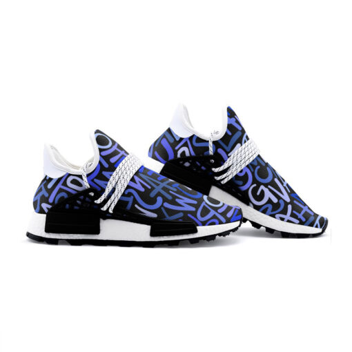 Hand Drawn Blue Letters Mesh Sneakers - Image 3