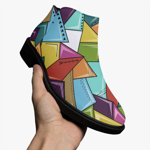 Colorful Mosaic Geometric Fashion Boots - Image 3