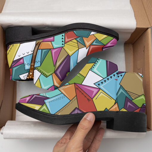 Colorful Mosaic Geometric Fashion Boots