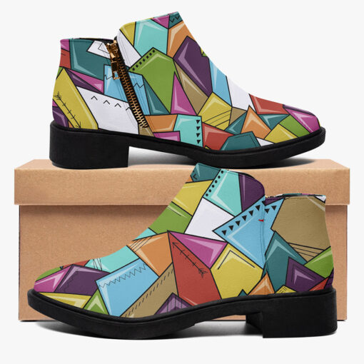 Colorful Mosaic Geometric Fashion Boots - Image 2