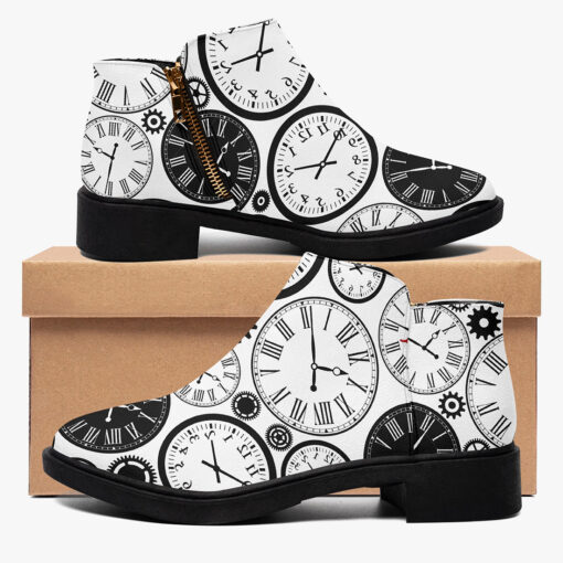 Black and White Clocks Fashion Boots - Image 2