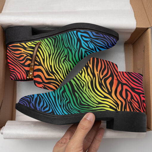 Colorful Zebra Fashion Boots