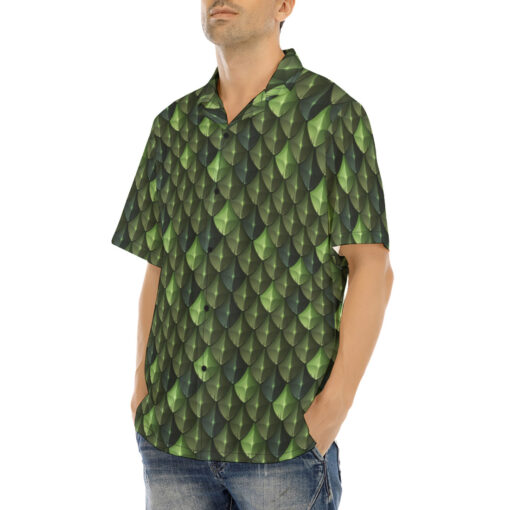 Green Dragon Reptile Scale Hawaiian Shirt - Image 3