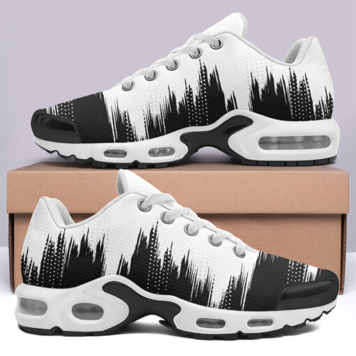 Black White Modern Grunge Cushion Air Sneakers - Image 3