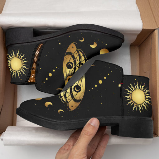 Esoteric Death Moth Moon and Sun Fashion Boots