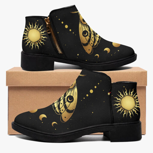 Esoteric Death Moth Moon and Sun Fashion Boots - Image 2