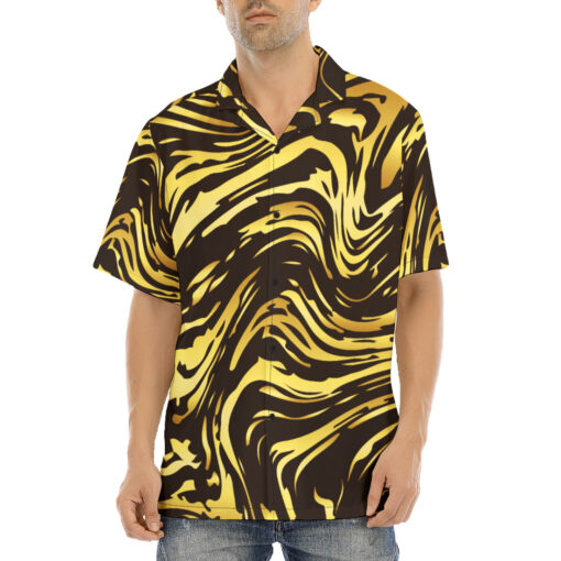 Shiny Golden Marble Hawaiian Shirt