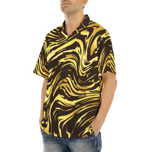 Shiny Golden Marble Hawaiian Shirt - Image 3