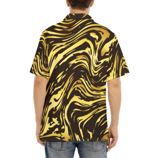 Shiny Golden Marble Hawaiian Shirt - Image 4